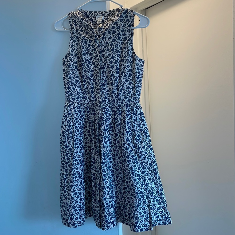 j.crew | blue & white floral shirtdress